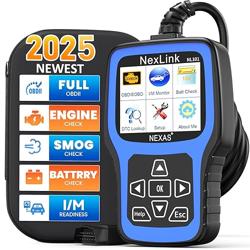 NEXAS NL101 OBD2 Scanner with Battery Tester - Check Engine Code Reader, Car Diagnostic Scanner with Live Data, Freeze Frame, I/M Readiness for All US Vehicles Since 1996 - Color black