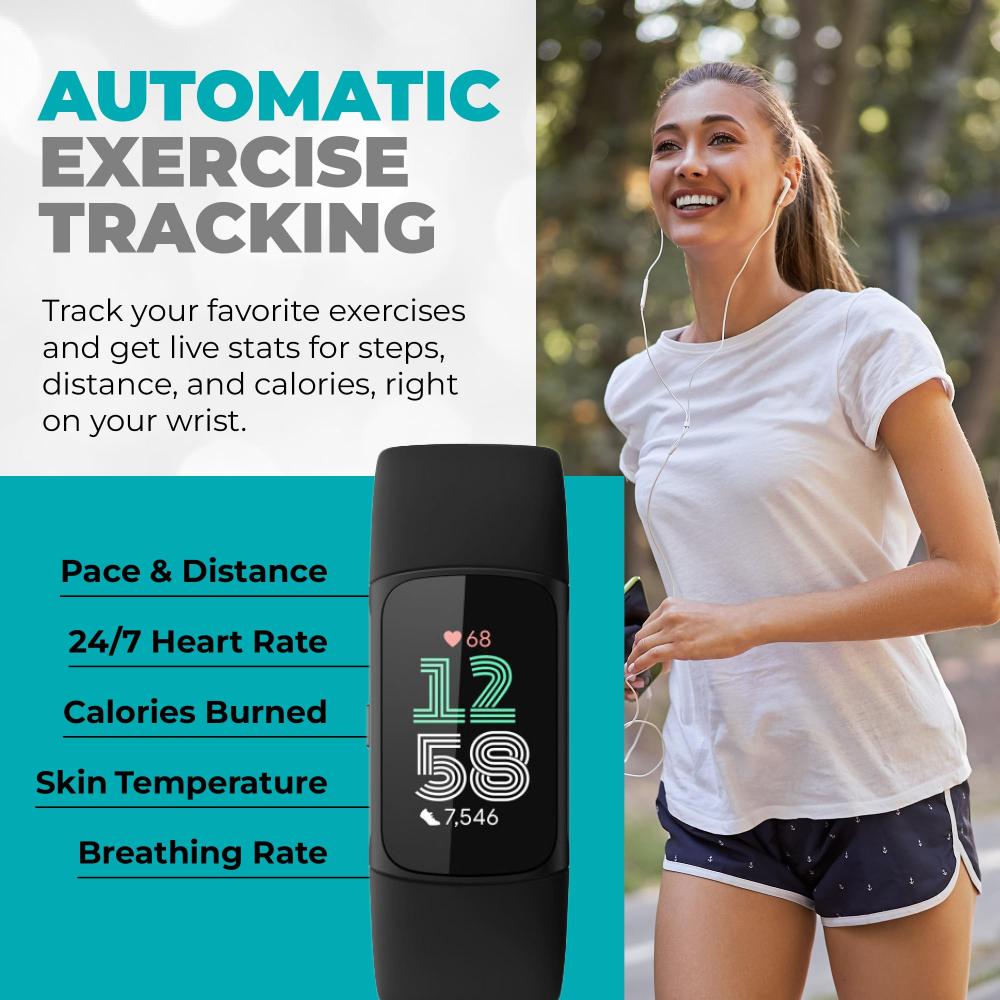 Fitbit Charge 6 - Fitbit Fitness Tracker Reloj de salud con 2 protectores  de pantalla, bandas adicionales y tela, relojes inteligentes Fit Bit para