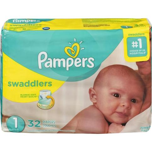 Pampers Swaddlers Pañales desechables para recién nacido, talla 0 (> 10  libras), 32 unidades, JUMBO