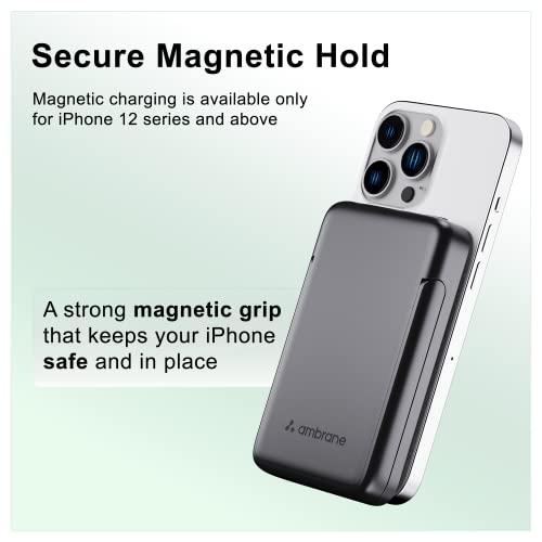 Ambrane 10000 mah Wireless Power Bank for iPhone 12 Above, 22