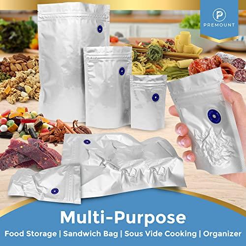 Premount 100 Mylar Bags for Food Storage With Oxygen Absorbers