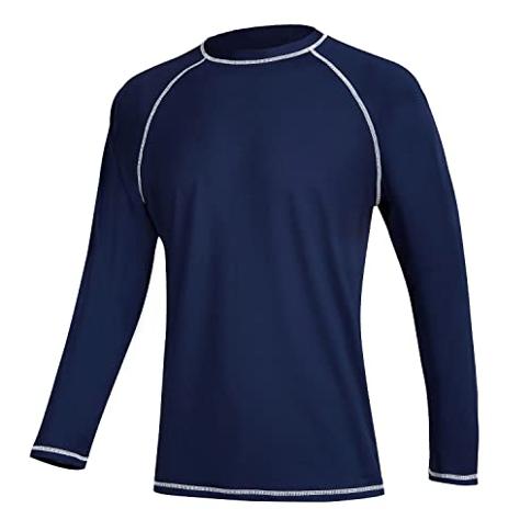 Camisas de natación para hombres Rashguard Sun Shirt UPF 50+ Protección  solar UV Camiseta de manga larga para exteriores Traje de baño Azul marino  S : Precio Guatemala