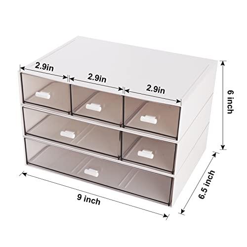 Comix Organizador de escritorio con cajón, caja de almacenamiento de  escritorio con 4 cajones, organizadores de plástico de artículos de  papelería de