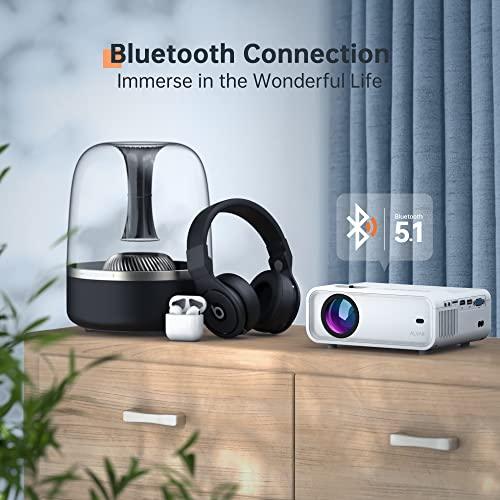 Proyector 5G WiFi Bluetooth, AKATUO 9000 Lumens Mini Proyector Portátil  Full HD 1080P Soportado, Proyector Cine en Casa con Entrada HDMI/AV/USB  para
