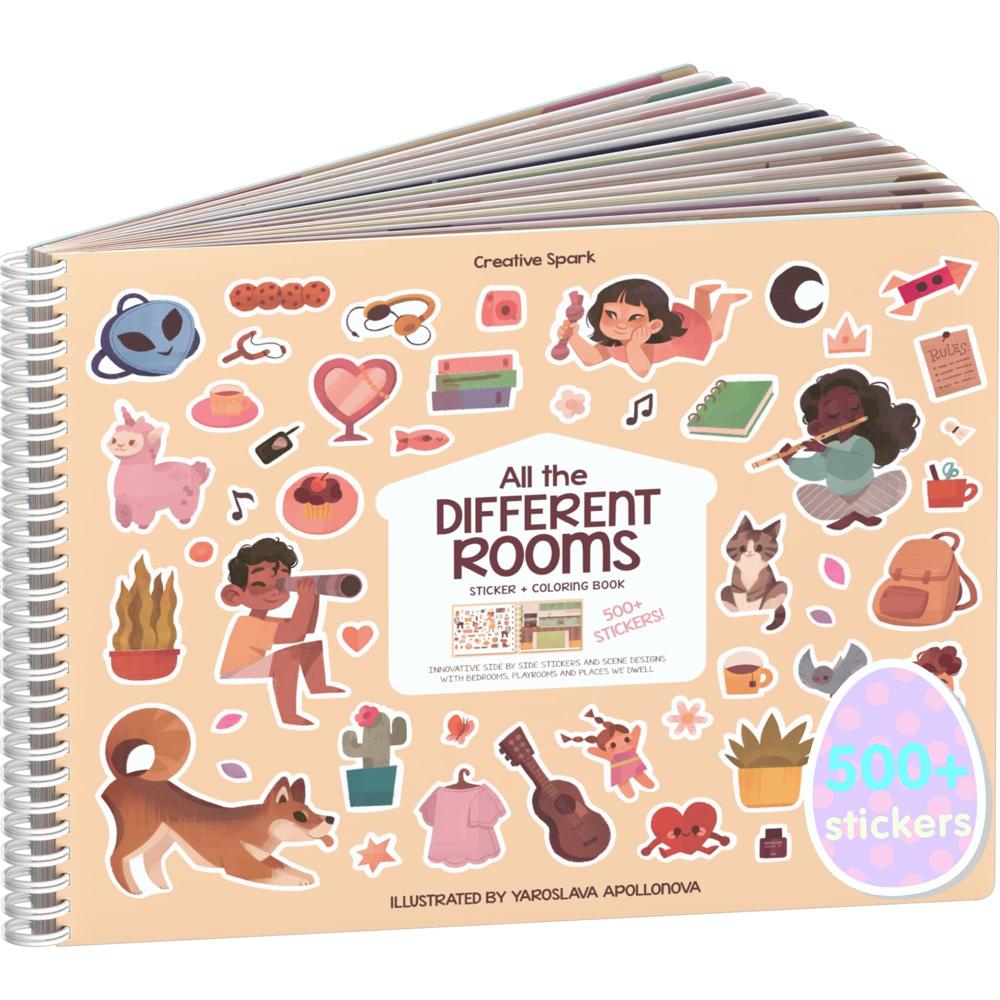 Libro De Pegatinas Creativas Con 16 Escenas Temáticas - Para Niños, Niñas Y Adultos - Desarrollo De Habilidades Y Creatividad En Casa O Escuela