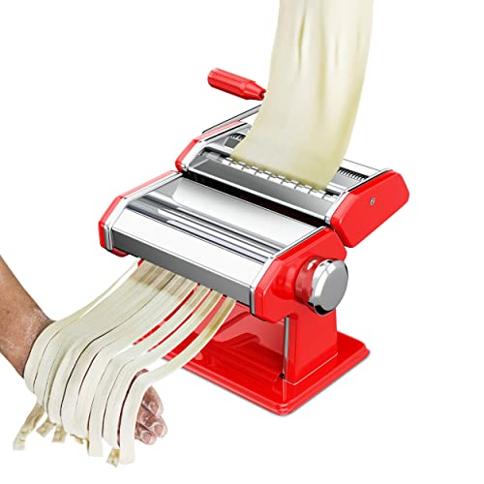 NEWTRY Máquina eléctrica para hacer pasta, máquina para hacer pasta,  cortador de rodillo de masa, grosor ajustable, acero inoxidable, 110 V,  para uso