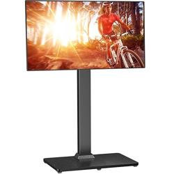 Perlegear Floor TV Stand with Mount for 32-70 inch TVs up to 88lbs, Floor Standing TV Stand with 9 Height Adjustment, TV Swivel Stand for Living Room with Wood Base, Max VESA 400x400mm, PGFS09