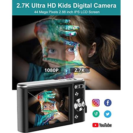 Compactas Cámaras Digitales  Rokurokuroku 2.7  LCD Recargable HD Cámara Digital,2.88-inch Camara de Fotos con Zoom 16X Adecuado para estudiantes niños principiantes 
