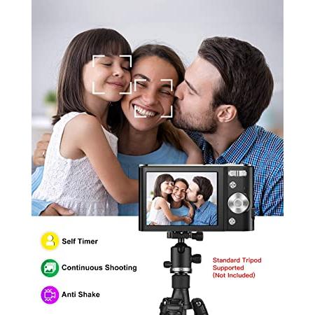 Cámara digital 2.7K Ultra HD Mini cámara 44MP Pantalla LCD de 2.8 pulgadas  Estudiantes recargables, Cámara de bolsillo compacta con zoom digital 16X  Cámara Vlogging  para niños, adultos, principiantes (negro) 