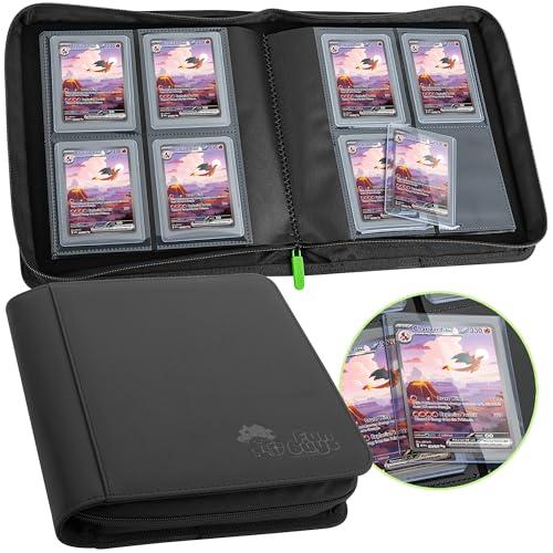 Card Binder For Trading Cards - 16 Pocket, Holds 1024 Cards, Ringless, Zippered PU Leather