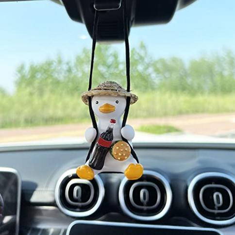 AMIORO Car Mirror Hanging Accessories, Cute Swinging Duck Car Ornament  Dashboard Decorations (Mirrors Sunglasses Duck)