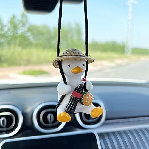 AMIORO Car Mirror Hanging Accessories, Cute Swinging Duck Car Ornament  Dashboard Decorations (Mirrors Sunglasses Duck)