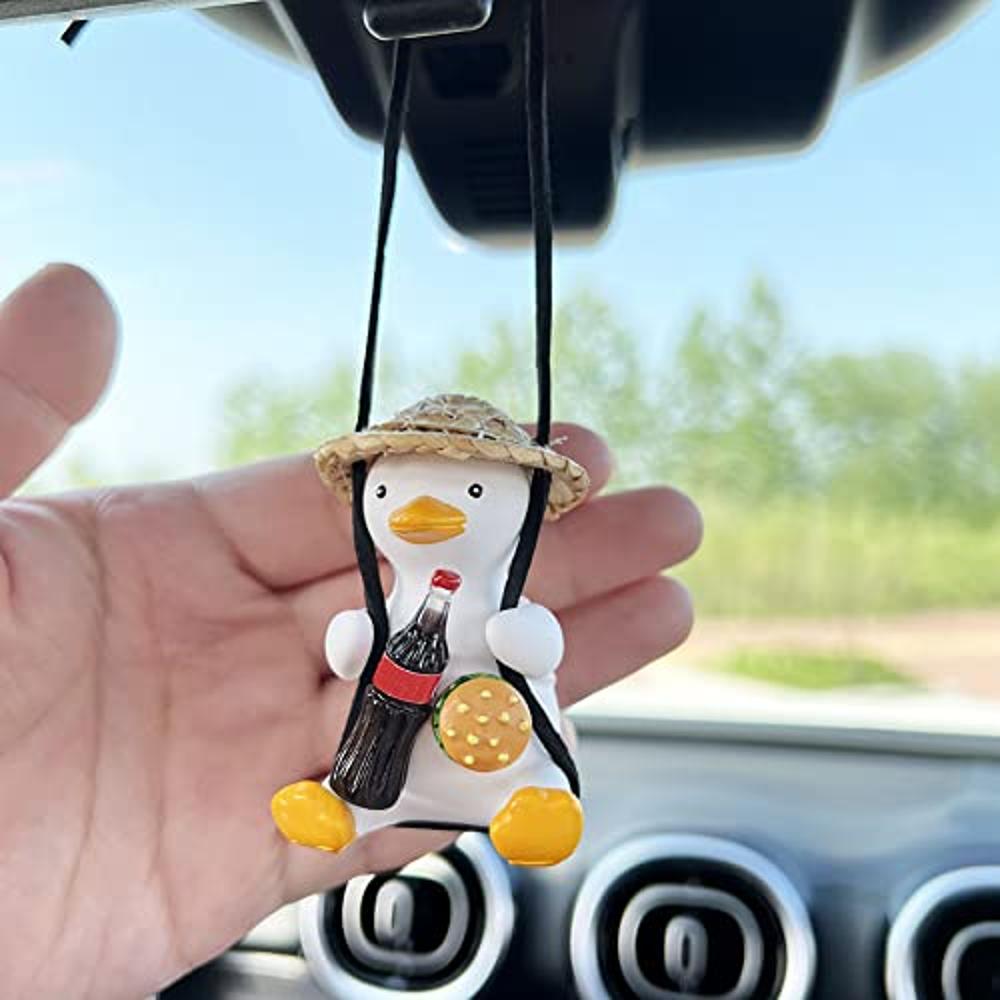 AMIORO Car Mirror Hanging Accessories, Cute Swinging Duck Car Ornament  Dashboard Decorations (Mirrors Sunglasses Duck)