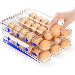 Eggxtend Large Capacity 36 Egg Holder for Refrigerator - 2-Layer Stackable Tray With Automatic Rolling Storage Container for Kitchen