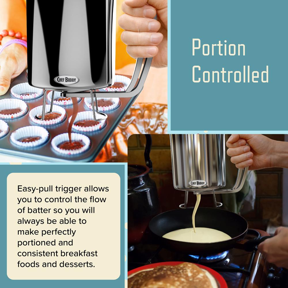 Chef Buddy AF031006 Pancake Batter Dispenser, 24 oz, Stainless Steel Precio Guatemala