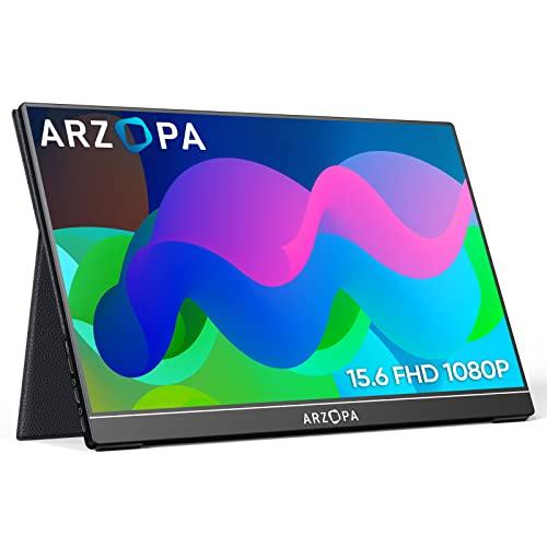 ARZOPA Monitor portátil, 15.6 pulgadas 1080P FHD monitor portátil USB C  HDMI pantalla de computadora HDR cuidado ocular pantalla externa con  cubierta