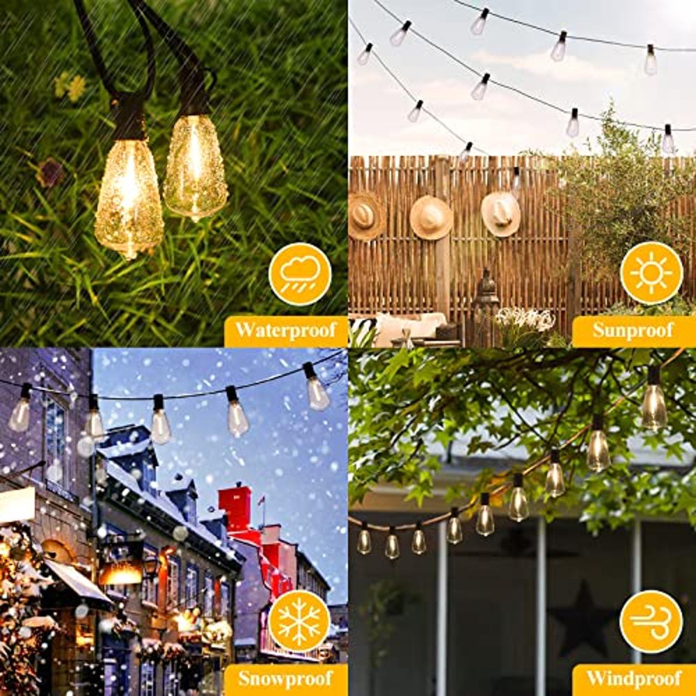 Bombillas solares de jardín, 18 pies, 10 luces LED vintage Edison con 4  modos, luces colgantes al aire libre para patio, patio, bistró, Navidad,  boda
