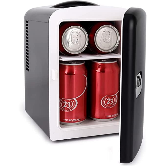 Mini nevera portátil de 4 litros y 6 latas, refrigerador para el cuidado de  la piel con partición desmontable para automóvil, caravana y campamento