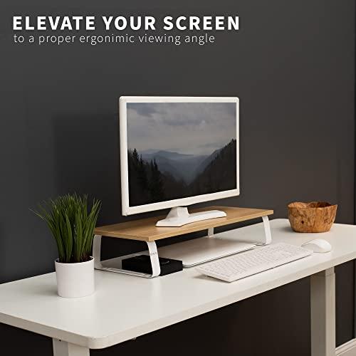  VIVO Soporte para monitor de 15 pulgadas, elevador de  escritorio de madera y acero, pantalla, teclado, portátil, organizador  ergonómico de escritorio y mesa de TV pequeño, blanco, STAND-V000DS-W :  Electrónica