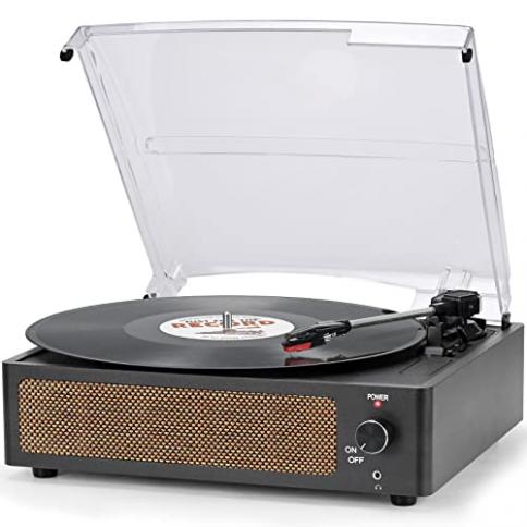 Reproductor de discos de vinilo con altavoz Tocadiscos vintage para discos  de vinilo, soporte de tocadiscos