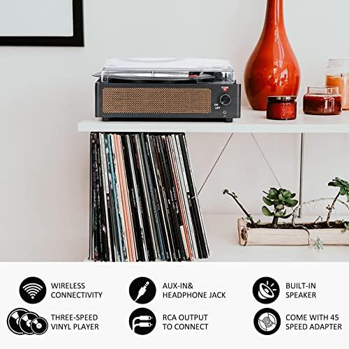 Tocadiscos de vinilo tocadiscos, amplificador mezclador estéreo de alta  fidelidad y syack of old vinyl record disk con soporte de almacenamiento en  rack de madera sobre un fondo blanco. representación 3d