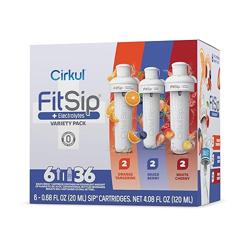 Cirkul FitSip Electrolytes Flavor Water Variety Pack, Makes 36 Drinks, No Sugar, Zero Calorie Drink Mix, (2 Mixed Berry, 2 White Cherry, 2 Orange Tangerine) - Sabor FitSip Variety Pack