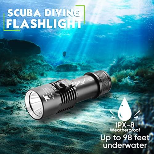 Luz de buceo, D70 13000 lúmenes súper brillante linterna de buceo, luces de  buceo recargables subacuáticas linterna impermeable para bajo el agua