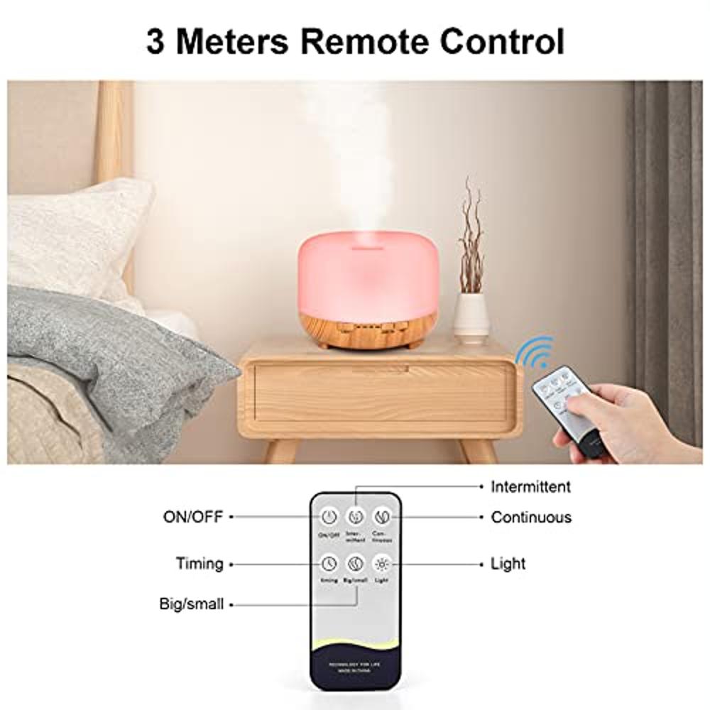 Moisturnt Aromatherapy Essential Oil Diffuser for Room: 500ml Aroma Air Humidifier Remote Control for Home Large & Small Rooms - Ultrasonic Cool Mist