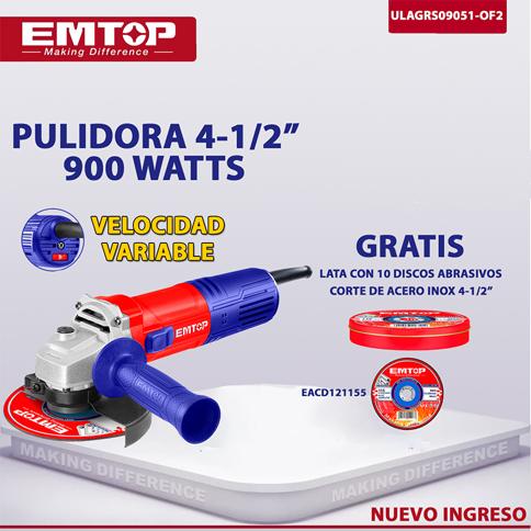 PULIDORA, 4-1/2 PULG, 750 WATTS, 11,000 RPM. MARCA EMTOP