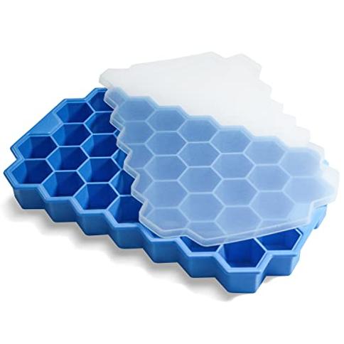 4 Pack Silicone Ice Cube Mold Tray with Lid Reusable Square 8 Grids Small  Ice Tray for Freezer, Green 