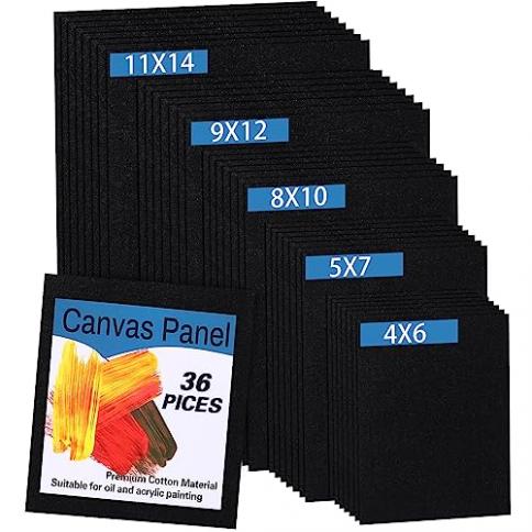 Faccito 36 Pcs Art Black Painting Canvas Panels Multipack 4 x 6 Inch, 5 x 7  Inch, 8 x 10 Inch, 9 x 12 Inch, 11 x 14 Inch Value Classroom Pack Canvas  for Students Painting Hobby Painters Using Oil : Precio Guatemala