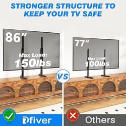 Rfiver Table Top TV Stand with Height Adjustable TV Legs, TV Stands Base with Cable Management for Most 37 to 86 90 Inch Flat or Curved TVs, Steel TV Feet Holds up to 150 lbs, Max VESA 800x600mm