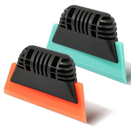 Blue 2pcs Small Bathroom Shower Mirror Squeegee, Kitchen Counter