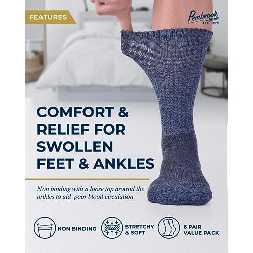 Pembrook 6 pares de calcetines para diabéticos con pinzas para hombres y  mujeres, calcetines de neuropatía de 12 colores para mujer | Calcetines  para