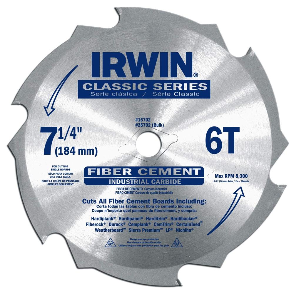 Irwin 15702Zr Hoja Sierra Circular Para Fibrocemento 7 1 4 X6 Dientes 