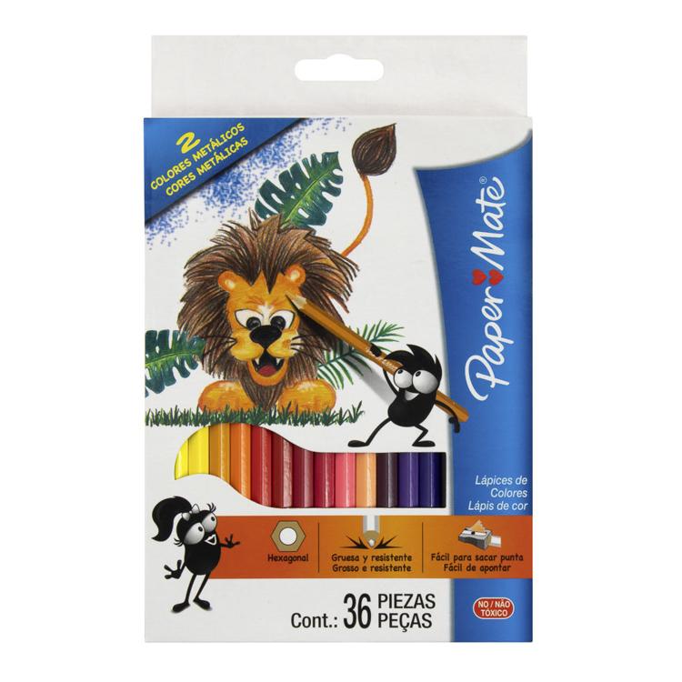 Crayon De Madera Paper Mate 36 Col. Largo (5X4X12) Precio Guatemala