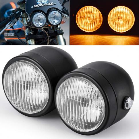 KATUR Twin Headlight Motorcycle Black Dual Round Front Headlight