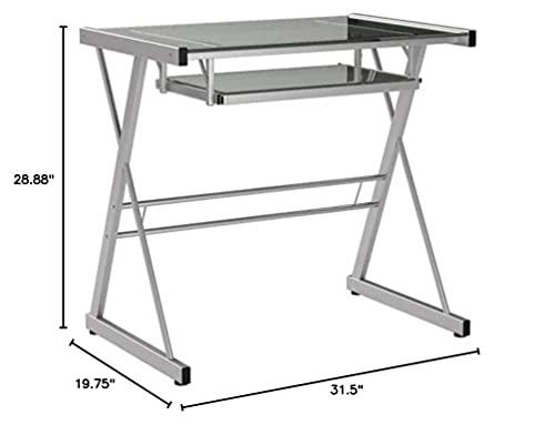 Walker Edison Metal and Glass Work From Home Laptop Computer Gaming