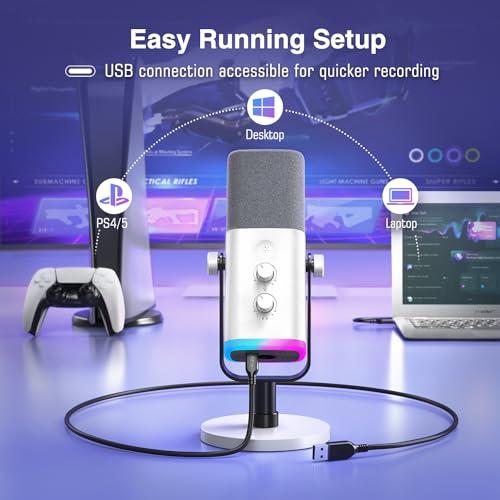 FIFINE Kit de micrófono USB para juegos, computadora de grabación de  transmisión de PC, micrófono RGB para podcasting, canto, , micrófono