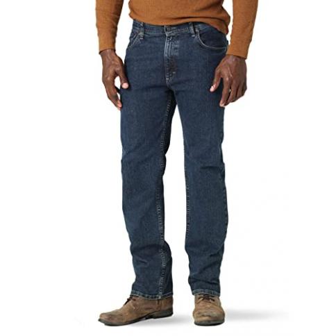 Wrangler Authentics Mens Regular Fit Comfort Flex Waist Jean, Dark  Stonewash, 35W x 32L