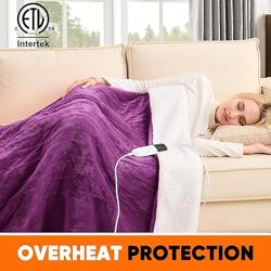 greenoak Heated Blanket Electric Full 72X84, Heating Blanket with 10 Heat Levels 1/2/4/6/8 Hours Auto-Off Overheat Protection, Flannel Sherpa Soft Warm Heater Blanket, ETL Certified Taro Purple