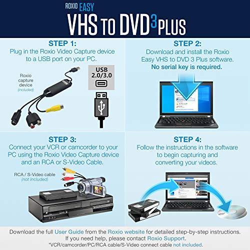  READYXIO Convertidor VHS a digital, convertidor de video a  digital 3.0 (tercera generación), captura video de VCR, cintas VHS, Hi8,  videocámara, DVD, caja de TV y sistemas de juegos, pantalla TFT