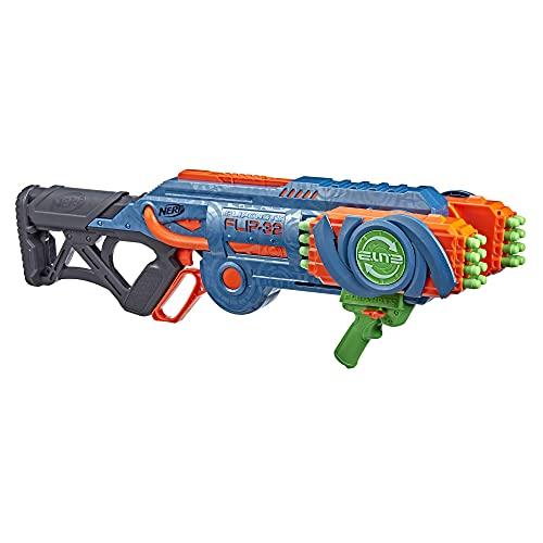 NERF Mega CycloneShock - Pistola de juguete, estilo de color Cybershock,  tambor de 6 dardos, 6 dardos AccuStrike, fácil cebado (exclusivo de )