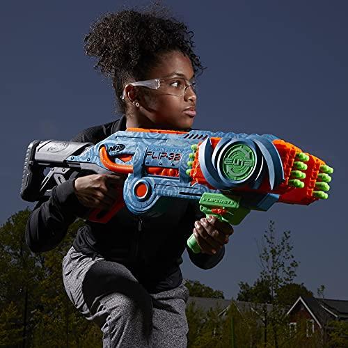 NERF Mega CycloneShock - Pistola de juguete, estilo de color Cybershock,  tambor de 6 dardos, 6 dardos AccuStrike, fácil cebado (exclusivo de )