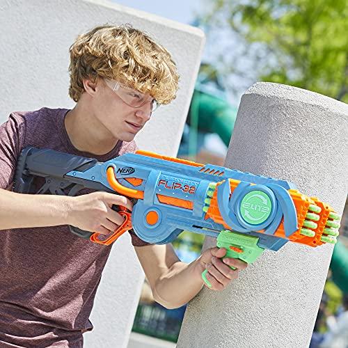 NERF Mega CycloneShock - Pistola de juguete, estilo de color Cybershock,  tambor de 6 dardos, 6 dardos AccuStrike, fácil cebado (exclusivo de )