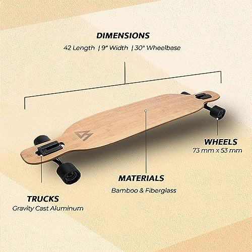 Longboards Bamboo Longboards 42 x 9 for Cruising, Carving