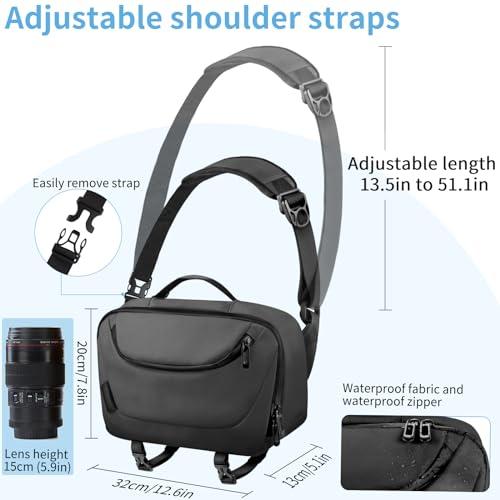 TAAOKA Camera Sling Bag,Waterproof Camera Case with Tripod Holder,DSLR