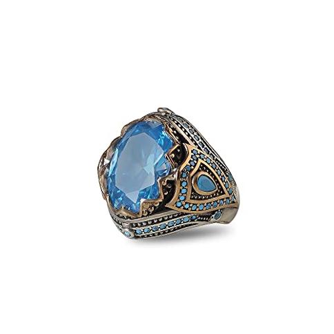 Anillo de plata con online piedra azul para hombre