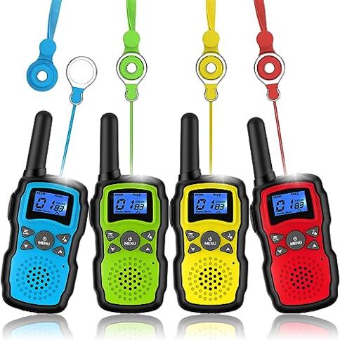 4 Walkie Talkies P/ Niños Y Adultos Pila Recargable Negros