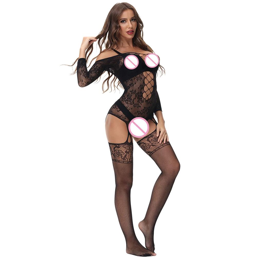 Plus Size Erotic Sexy Lingerie Bling Rhinestone Fishnet Bodysuit  Transparent Sex Dress Women Mesh Tights Sexy Exotic Body Socks - AliExpress